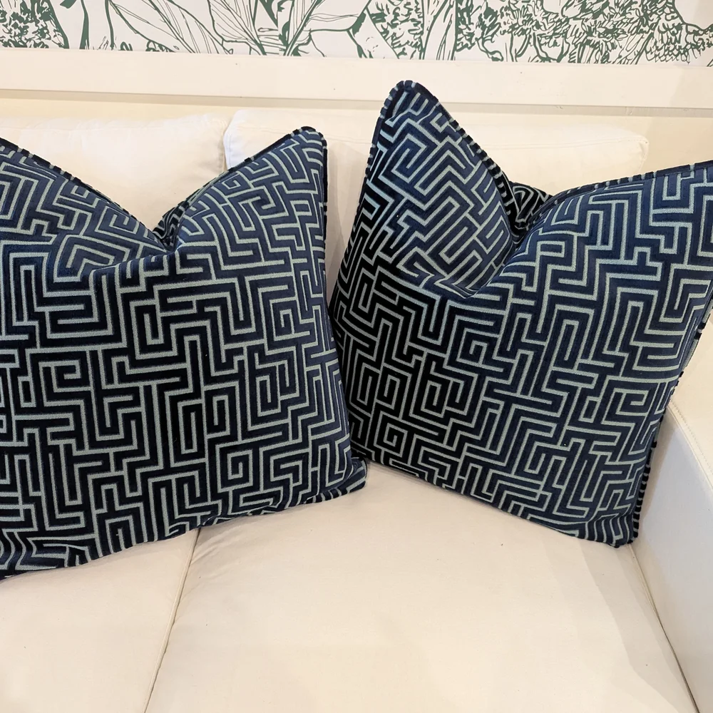 Navy Geometric Accent Pillow cover designer Schumacher